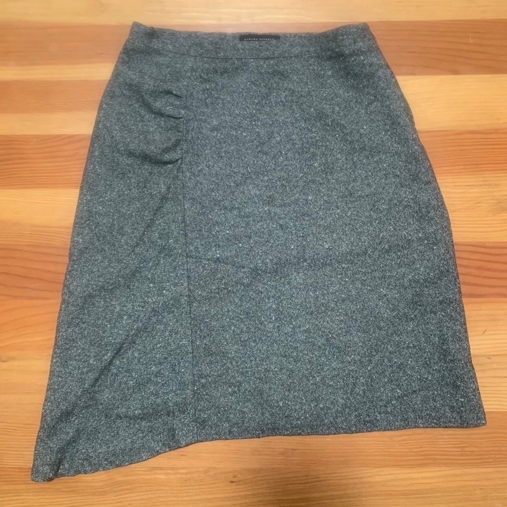 Banana Republic tweed, asymmetric, ruched, a-line skirt